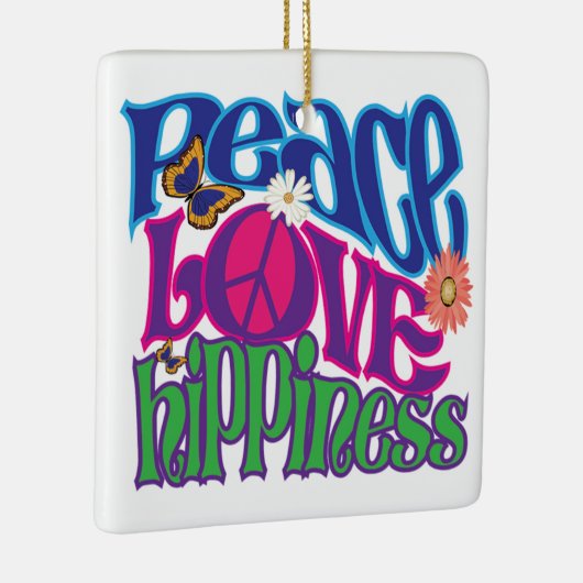 Peace Love Hippieness Keramisch Ornament (Rechts)