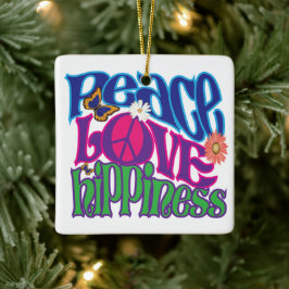 Peace Love Hippieness Keramisch Ornament