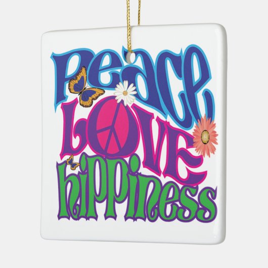 Peace Love Hippieness Keramisch Ornament (Links)