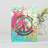 Peace, Love, Hippiness, Hippie, peace sign, retro, (Staand voorkant)