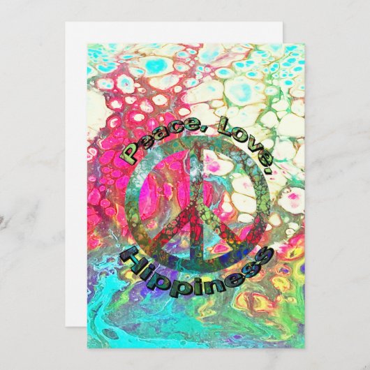 Peace, Love, Hippiness, Hippie, peace sign, retro, (Voorkant / Achterkant)