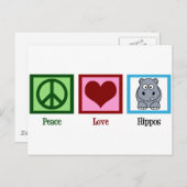 Peace Love Hippos Briefkaart (Voorkant / Achterkant)