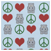 Peace Love Hippos Cute Hippo Pattern Stof (Close Up)