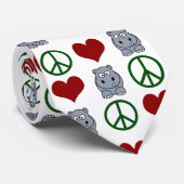 Peace Love Hippos Cute Hippo Pattern Stropdas (Opgerold)