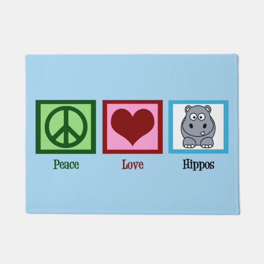 Peace Love Hippos Deurmat (Voorkant)