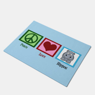Peace Love Hippos Deurmat