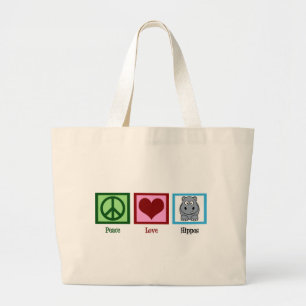 Peace Love Hippos Grote Tote Bag