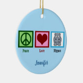 Peace Love Hippos-kerstmis Keramisch Ornament (Rechts)