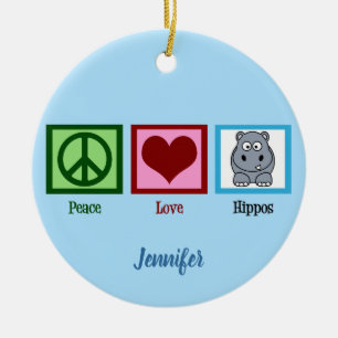 Peace Love Hippos-kerstmis Keramisch Ornament