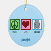 Peace Love Hippos-kerstmis Keramisch Ornament (Links)