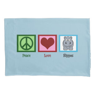 Peace Love Hippos Kussensloop