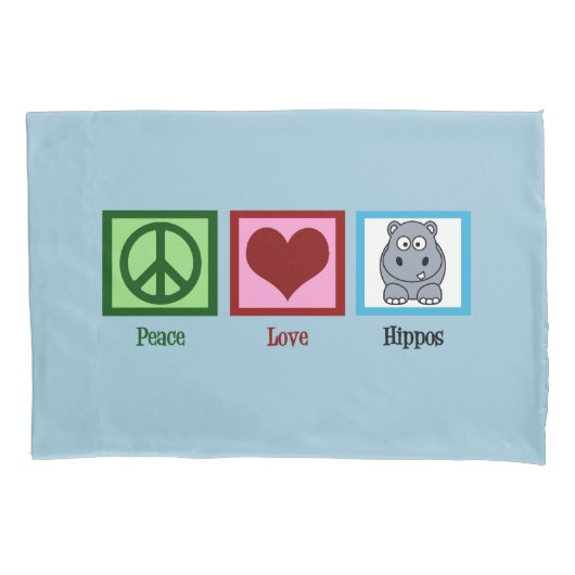 Peace Love Hippos Kussensloop (Voorkant)