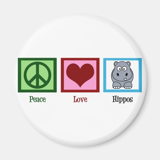 Peace Love Hippos Magneet (Voorkant)