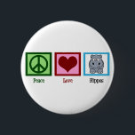 Peace Love Hippos Ronde Button 5,7 Cm<br><div class="desc">Cute hippo cadeau met een  groen vredesteken,  hart en een schattige cartoon hippopotamus.</div>