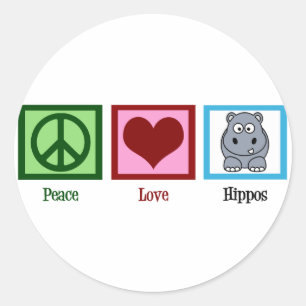 Peace Love Hippos Ronde Sticker
