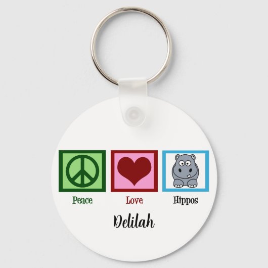 Peace Love Hippos Sleutelhanger (Voorkant)