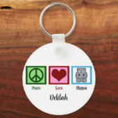 Peace Love Hippos Sleutelhanger (Voorkant)
