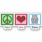 Peace Love Hippos Sticker (Voorkant)