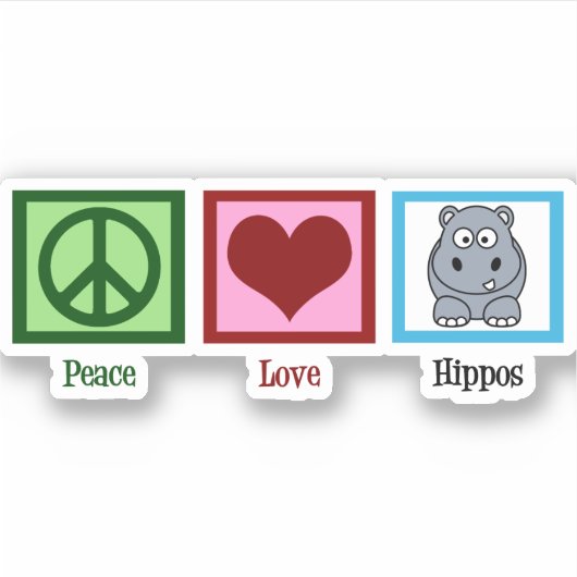Peace Love Hippos Sticker (Voorkant)