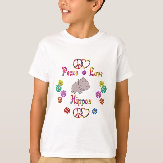 PEACE LOVE HIPPOS T-SHIRT (Voorkant)