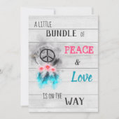 ** Peace & Love Hippy Neutraal Rustiek Baby shower Kaart (Voorkant)