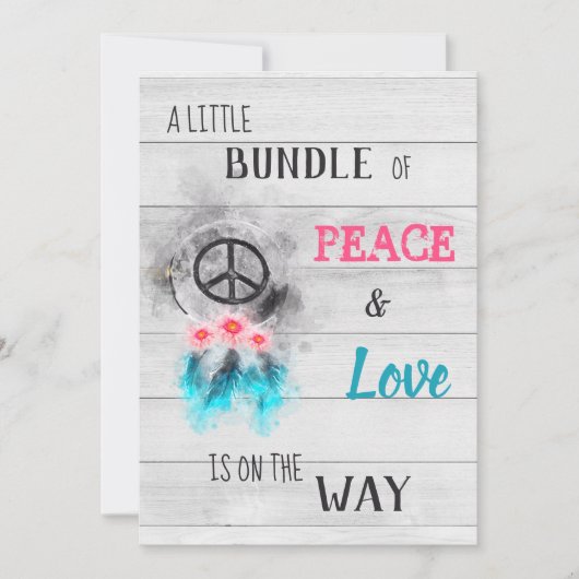 ** Peace & Love Hippy Neutraal Rustiek Baby shower Kaart (Voorkant)