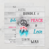 ** Peace & Love Hippy Neutraal Rustiek Baby shower Kaart (Voorkant / Achterkant)