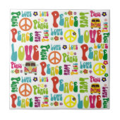 Peace Love Hippy Pattern Tegeltje (Voorkant)