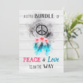 ** Peace & Love Hippy Rustieke Baby Neutrale Douch Kaart (Staand voorkant)