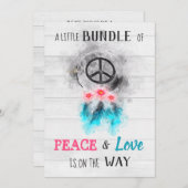 ** Peace & Love Hippy Rustieke Baby Neutrale Douch Kaart (Voorkant / Achterkant)