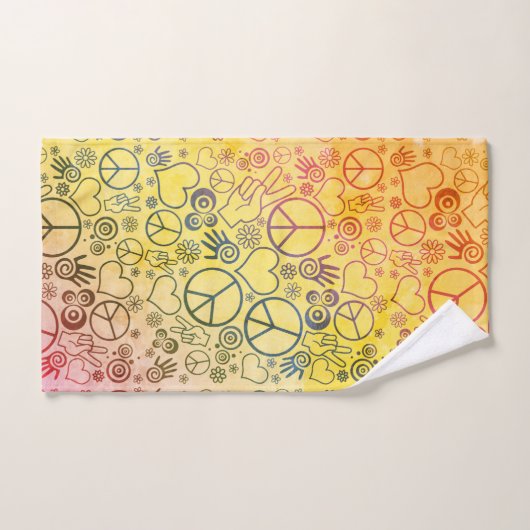 Peace Love Hippy Symbol Design Handdoek (Handdoek)