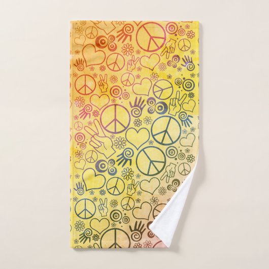 Peace Love Hippy Symbol Design Handdoek (Handdoek)