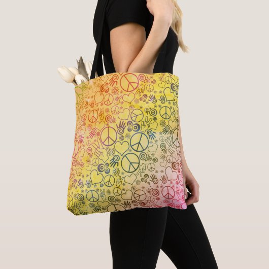 Peace Love Hippy Symbol Design Tote Bag (Dichtbij)