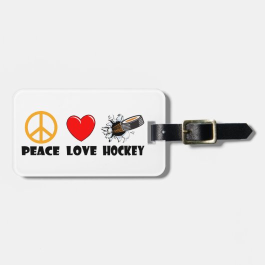 Peace Love Hockey Bagagelabel (Voorkant horizontaal)