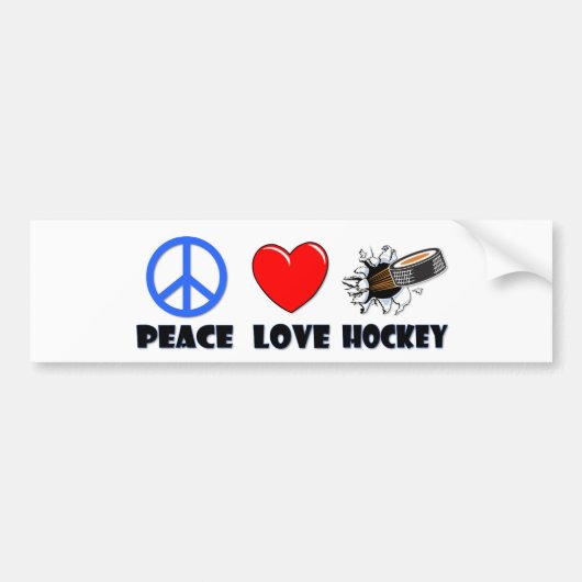 Peace Love Hockey Bumpersticker (Voorkant)