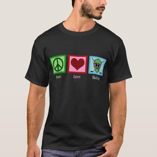 Peace Love Hockey Dark T-shirt (Voorkant)