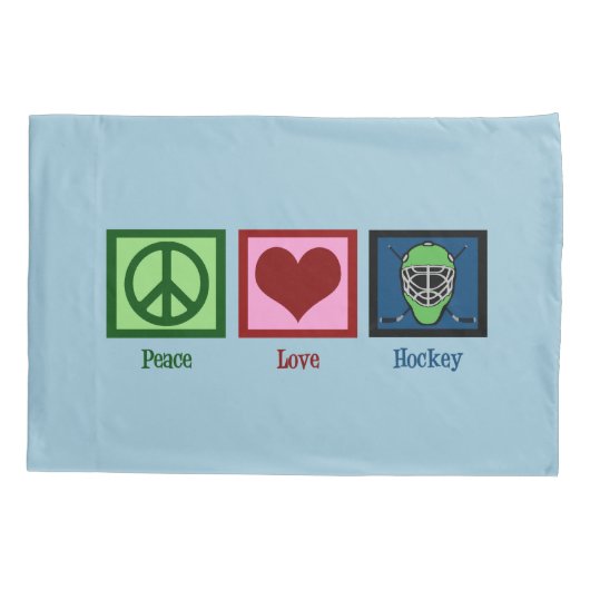 Peace Love Hockey (Goalie Mask) Kussensloop (Achterkant)