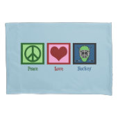 Peace Love Hockey (Goalie Mask) Kussensloop (Voorkant)