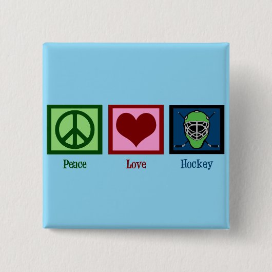 Peace Love Hockey (Goalie Mask) Vierkante Button 5,1 Cm (Voorkant)