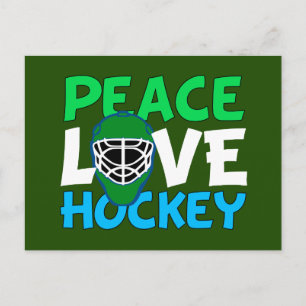 Peace Love Hockey Green Kerstmis Feestdagenkaart