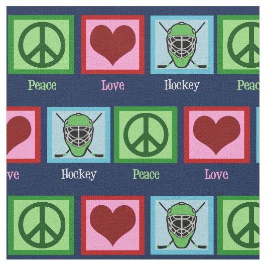 Peace Love Hockey Kerstmis Stof (Close Up)