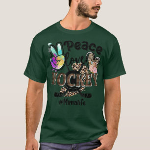 Peace Love Hockey Mima Life Ma Grandma Leopard T-shirt