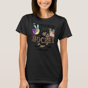 Peace Love Hockey Nana Life Ma Grandma Leopard T-shirt