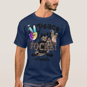 Peace Love Hockey Oma Life Ma Grandma Leopard T-shirt
