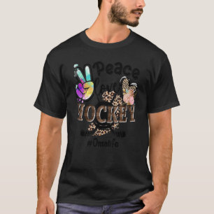 Peace Love Hockey Oma Life Ma Grandma Leopard T-shirt