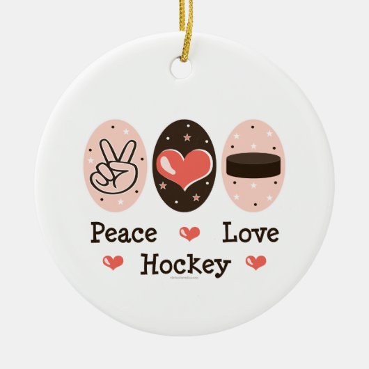 Peace Love Hockey Ornament (Voorkant)