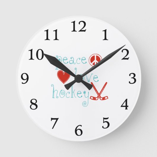 Peace Love Hockey Ronde Klok (Voorkant)