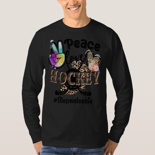 Peace Love Hockey Stepzus Life Ma Grandma Leop T-shirt (Voorkant)