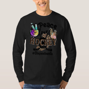 Peace Love Hockey Stepzus Life Ma Grandma Leop T-shirt