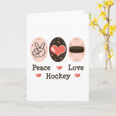 Peace Love Hockey Wenskaart Kaart (Gele Bloem)